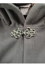 Cloakmakers.com 5978-Washable Almost Black Fleece Cloak w/ Large Green & Purple Dragonfly Embroidery & Silver Tone Clasp
