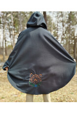 Cloakmakers.com 5980-Washable Almost Black Fleece Poncho Cloak w/ Large Brown Bear Face Embroidery