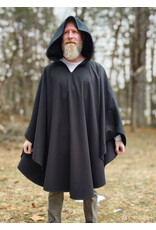 Cloakmakers.com 5980-Washable Almost Black Fleece Poncho Cloak w/ Large Brown Bear Face Embroidery