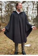Cloakmakers.com 5980-Washable Almost Black Fleece Poncho Cloak w/ Large Brown Bear Face Embroidery