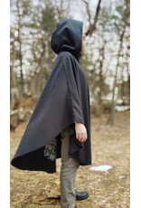 Cloakmakers.com 5980-Washable Almost Black Fleece Poncho Cloak w/ Large Brown Bear Face Embroidery