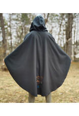 Cloakmakers.com 5980-Washable Almost Black Fleece Poncho Cloak w/ Large Brown Bear Face Embroidery