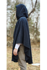 Cloakmakers.com 5981-Washable Charcoal Black Novelty Weave Wool Cloak w/ Dark Purple Velvet Hood Lining & Silver Tone Clasp