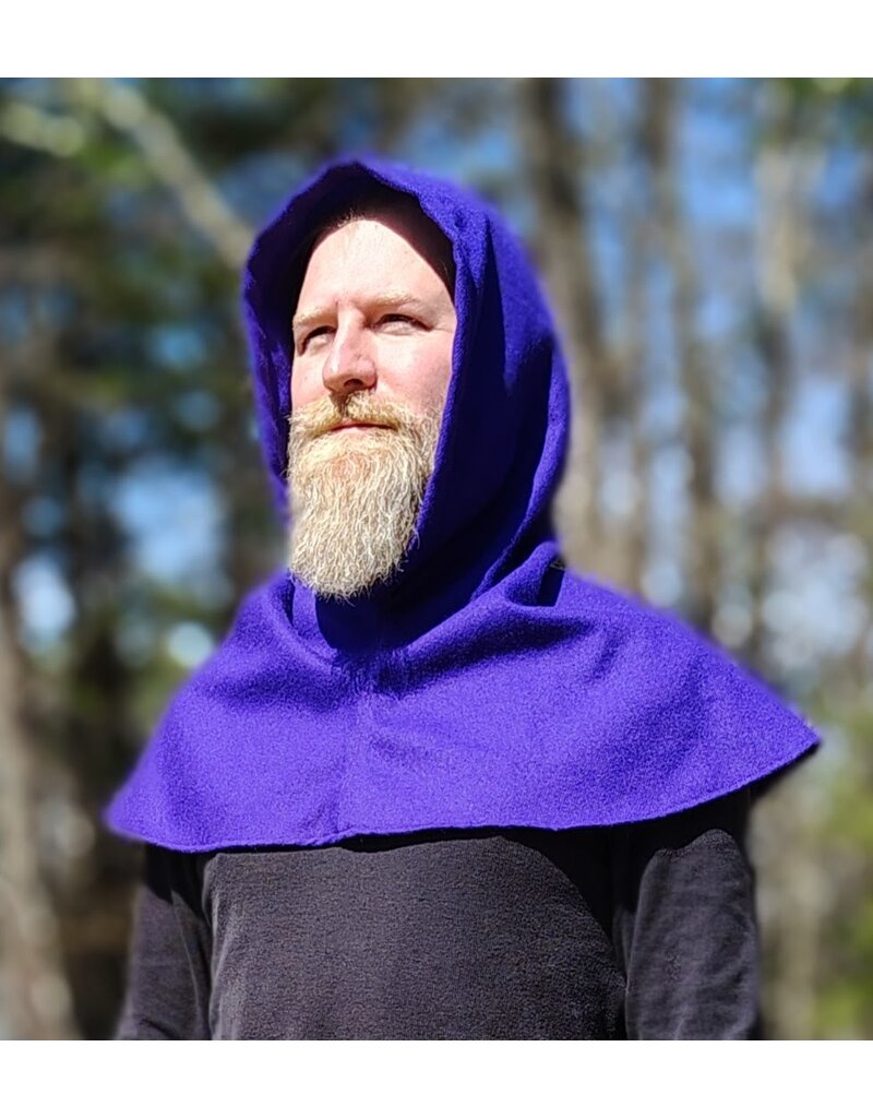 Cloakmakers.com H559-Washable Purple Wool Blend Hooded Cowl