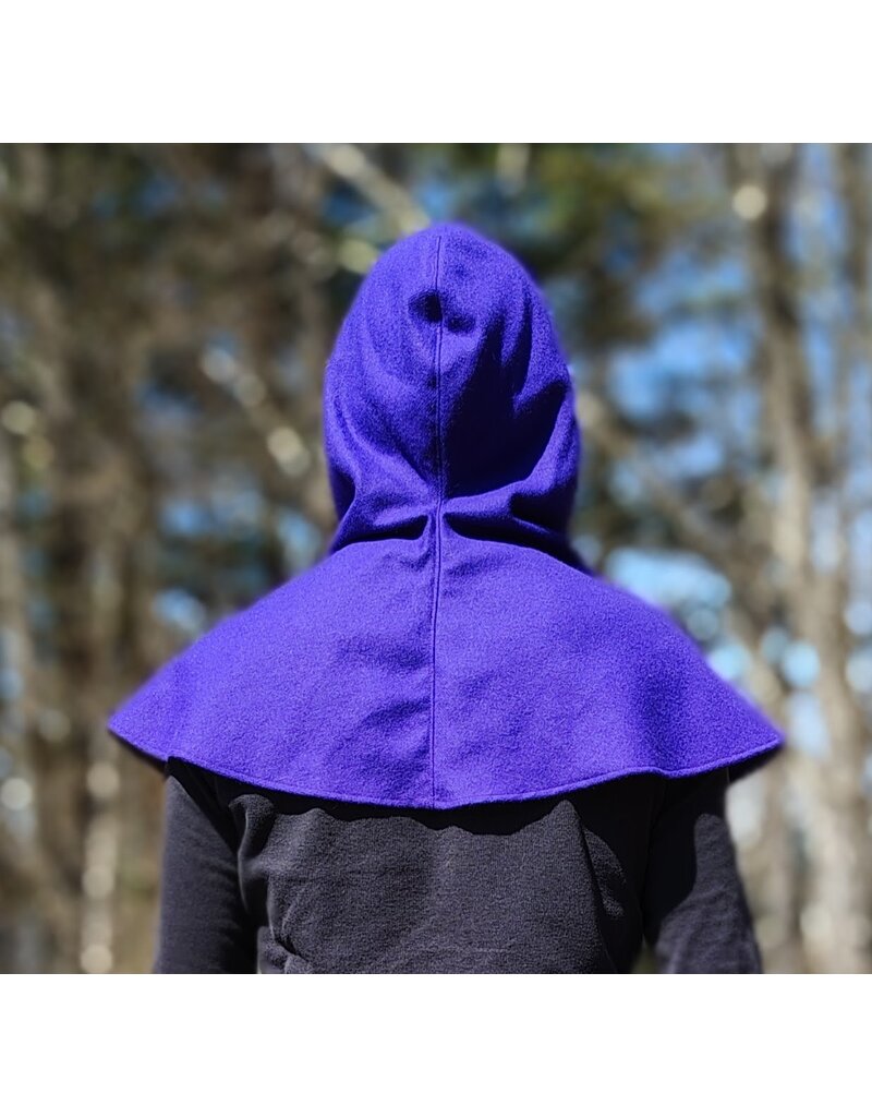Cloakmakers.com H559-Washable Purple Wool Blend Hooded Cowl