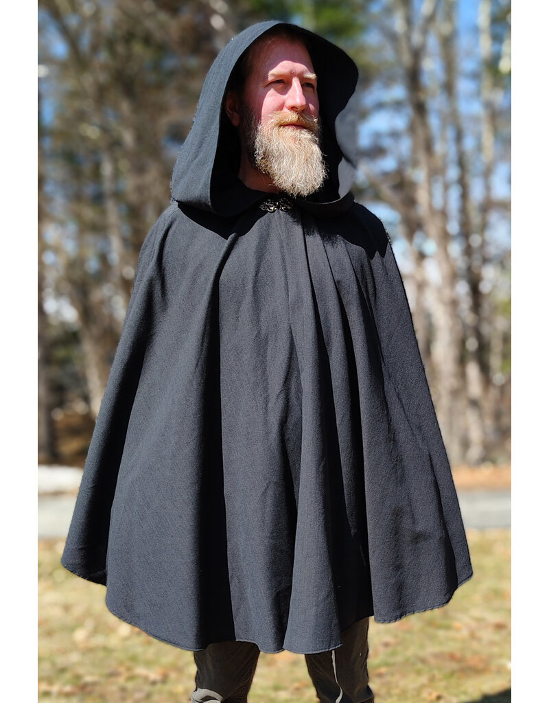 Cloakmakers.com 5984-Washable Lightweight Charcoal Wool Blend Cloak w/ Silver Tone Clasp