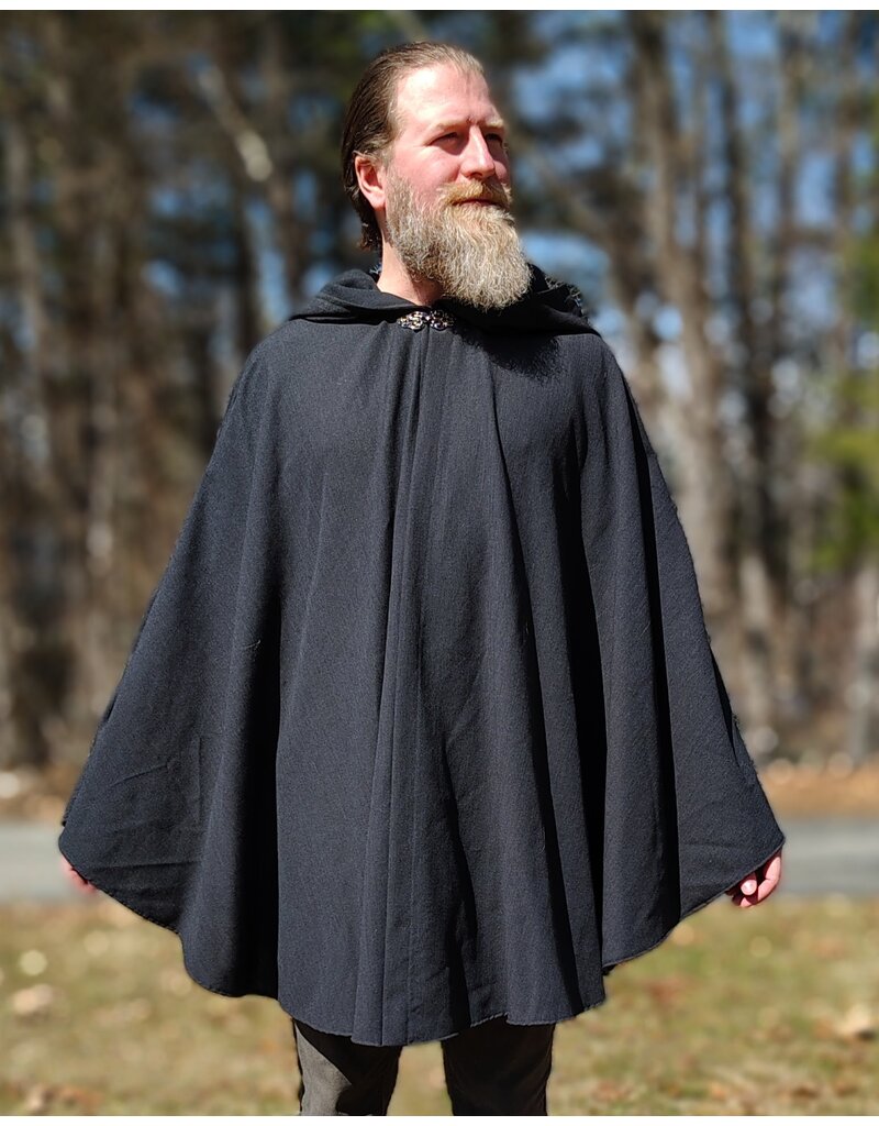 Cloakmakers.com 5984-Washable Lightweight Charcoal Wool Blend Cloak w/ Silver Tone Clasp