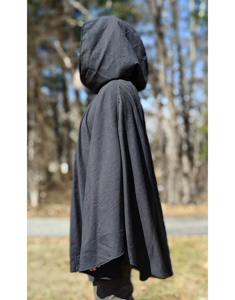 Cloakmakers.com 5984-Washable Lightweight Charcoal Wool Blend Cloak w/ Silver Tone Clasp