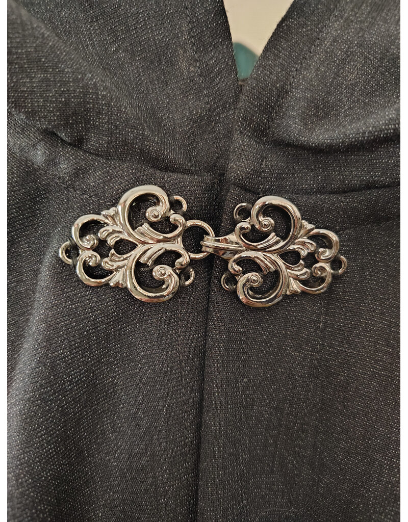 Cloakmakers.com 5984-Washable Lightweight Charcoal Wool Blend Cloak w/ Silver Tone Clasp