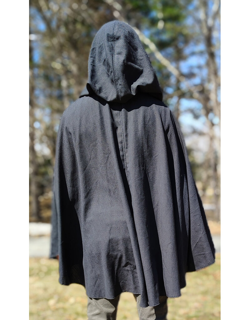 Cloakmakers.com 5984-Washable Lightweight Charcoal Wool Blend Cloak w/ Silver Tone Clasp