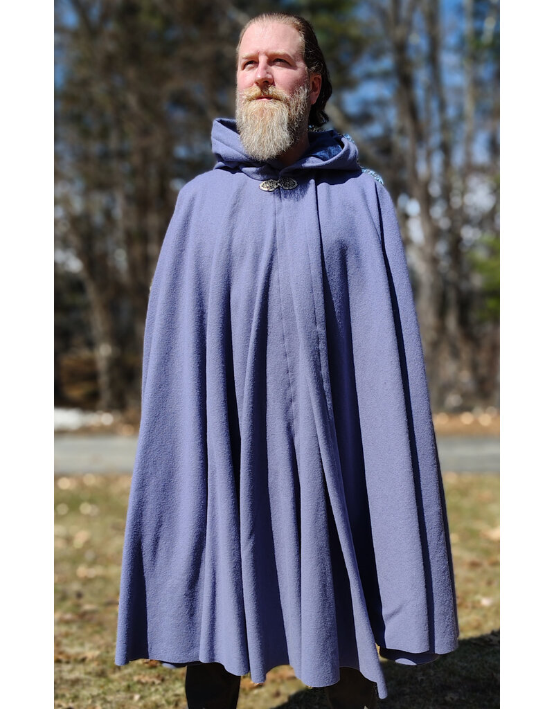Cloakmakers.com 5985-Washable Lavender Wool Cloak w/ Deep Blue Velvet Hood Lining & Gothic Rose Clasp