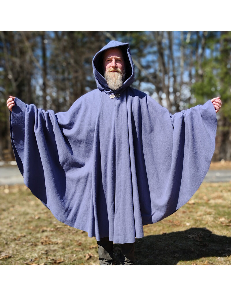 Cloakmakers.com 5985-Washable Lavender Wool Cloak w/ Deep Blue Velvet Hood Lining & Gothic Rose Clasp