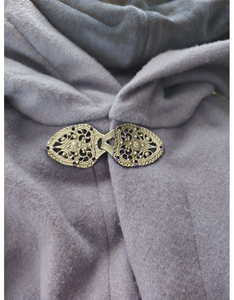 Cloakmakers.com 5985-Washable Lavender Wool Cloak w/ Deep Blue Velvet Hood Lining & Gothic Rose Clasp