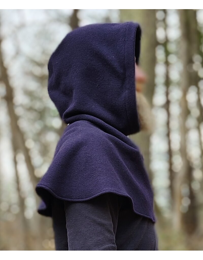 Cloakmakers.com H560-Dark Purple Wool Hooded Cowl