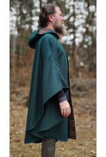 Cloakmakers.com 5986-Forest Green Cloak w/ Brown Velvet Hood Lining & Multileaf Pewter Clasp