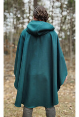 Cloakmakers.com 5986-Forest Green Cloak w/ Brown Velvet Hood Lining & Multileaf Pewter Clasp