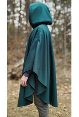 Cloakmakers.com 5986-Forest Green Cloak w/ Brown Velvet Hood Lining & Multileaf Pewter Clasp