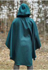 Cloakmakers.com 5986-Forest Green Cloak w/ Brown Velvet Hood Lining & Multileaf Pewter Clasp