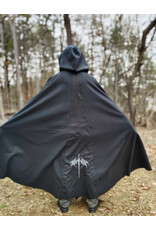 Cloakmakers.com 5988-Washable Almost Black Fleece Cloak w/ Silver Dragon Embroidery & Silver Tone Clasp