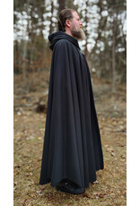 Cloakmakers.com 5988-Washable Almost Black Fleece Cloak w/ Silver Dragon Embroidery & Silver Tone Clasp