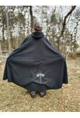 Cloakmakers.com 5988-Washable Almost Black Fleece Cloak w/ Silver Dragon Embroidery & Silver Tone Clasp