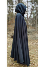 Cloakmakers.com 5988-Washable Almost Black Fleece Cloak w/ Silver Dragon Embroidery & Silver Tone Clasp