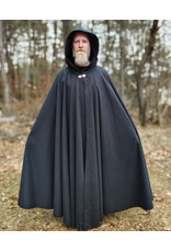 Cloakmakers.com 5988-Washable Almost Black Fleece Cloak w/ Silver Dragon Embroidery & Silver Tone Clasp