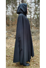Cloakmakers.com 5988-Washable Almost Black Fleece Cloak w/ Silver Dragon Embroidery & Silver Tone Clasp