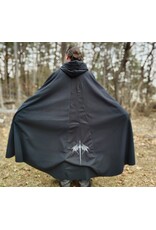 Cloakmakers.com 5988-Washable Almost Black Fleece Cloak w/ Silver Dragon Embroidery & Silver Tone Clasp