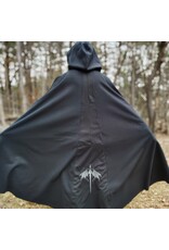 Cloakmakers.com 5988-Washable Almost Black Fleece Cloak w/ Silver Dragon Embroidery & Silver Tone Clasp