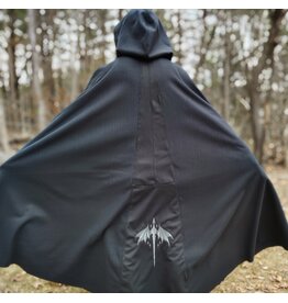 Cloakmakers.com 5988-Washable Almost Black Fleece Cloak w/ Silver Dragon Embroidery & Silver Tone Clasp