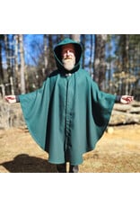 Cloakmakers.com 5989-Forest Green Woven Wool Blend Cloak w/ Black Velvet Hood Lining & Celtic Rosette Clasp