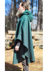 Cloakmakers.com 5989-Forest Green Woven Wool Blend Cloak w/ Black Velvet Hood Lining & Celtic Rosette Clasp