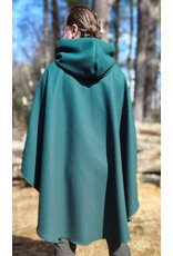 Cloakmakers.com 5989-Forest Green Woven Wool Blend Cloak w/ Black Velvet Hood Lining & Celtic Rosette Clasp