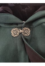 Cloakmakers.com 5989-Forest Green Woven Wool Blend Cloak w/ Black Velvet Hood Lining & Celtic Rosette Clasp