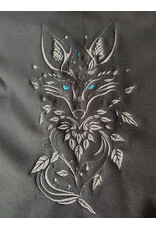 Cloakmakers.com 5991-Washable Almost Black Fleece Cloak w/ Silver Wolf Embroidery & Silver Tone Clasp