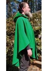 Cloakmakers.com 5992-Washable Bright Green Wool Blend Cloak w/ Black Velvet Hood Lining & Triple Medallion Clasp