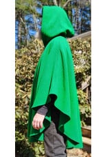 Cloakmakers.com 5992-Washable Bright Green Wool Blend Cloak w/ Black Velvet Hood Lining & Triple Medallion Clasp