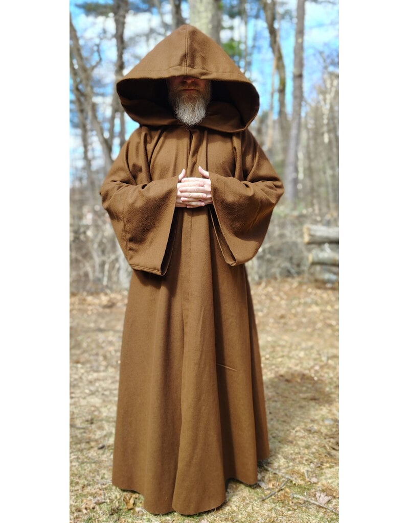 Cloakmakers.com R576-Light Brown Wool Jedi Robe w/ Hook & Eye Closure & Pockets