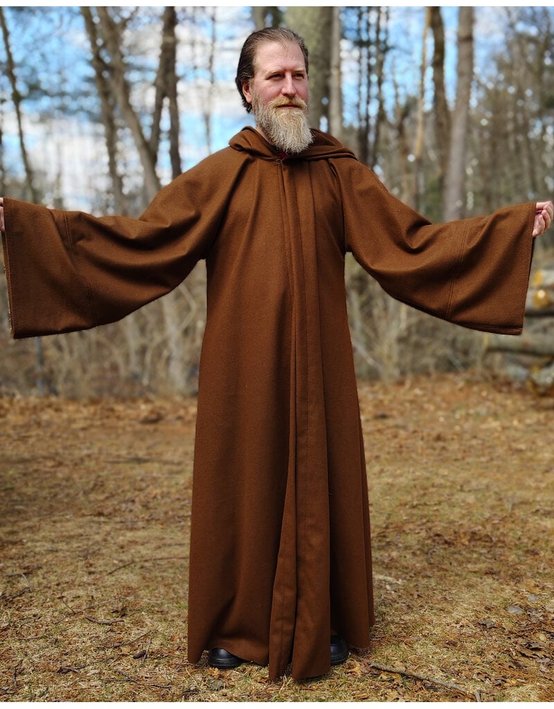 Cloakmakers.com R576-Light Brown Wool Jedi Robe w/ Hook & Eye Closure & Pockets