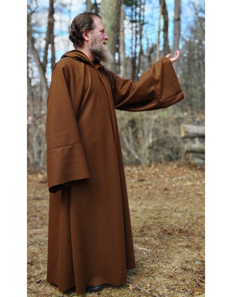Cloakmakers.com R576-Light Brown Wool Jedi Robe w/ Hook & Eye Closure & Pockets