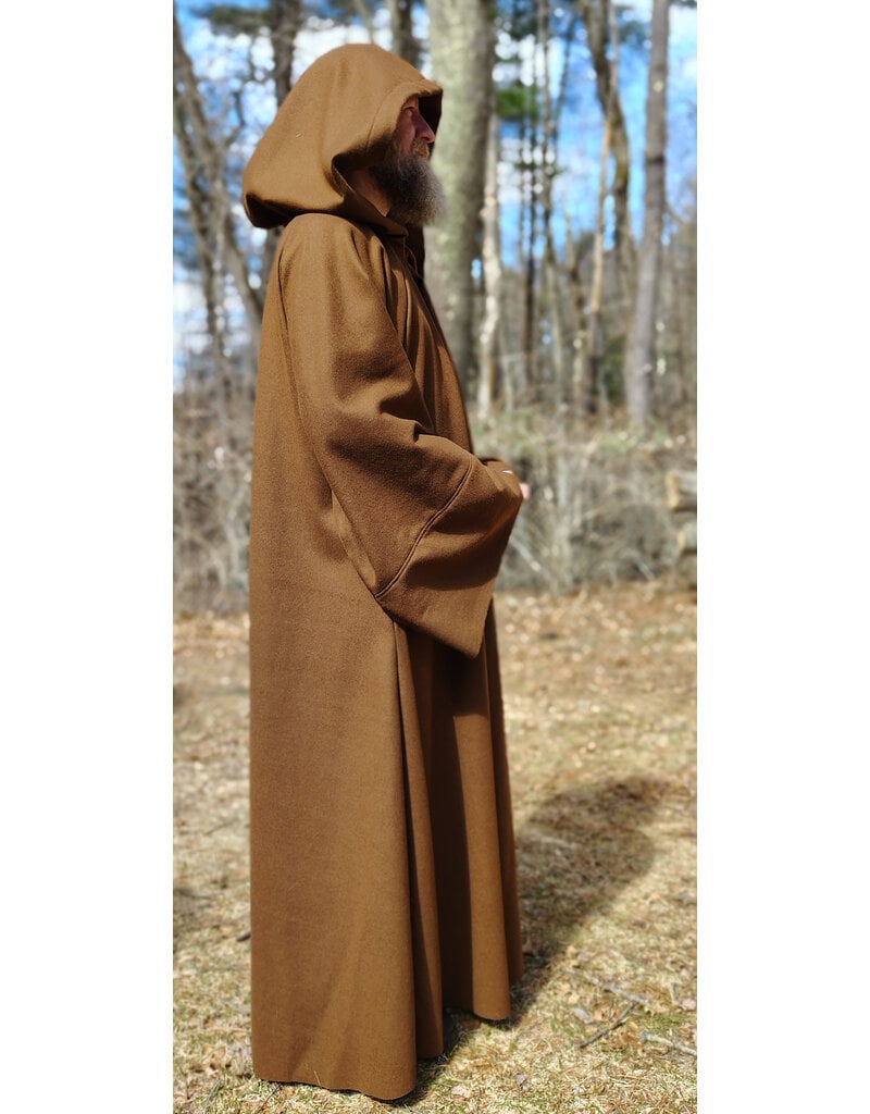 Cloakmakers.com R576-Light Brown Wool Jedi Robe w/ Hook & Eye Closure & Pockets