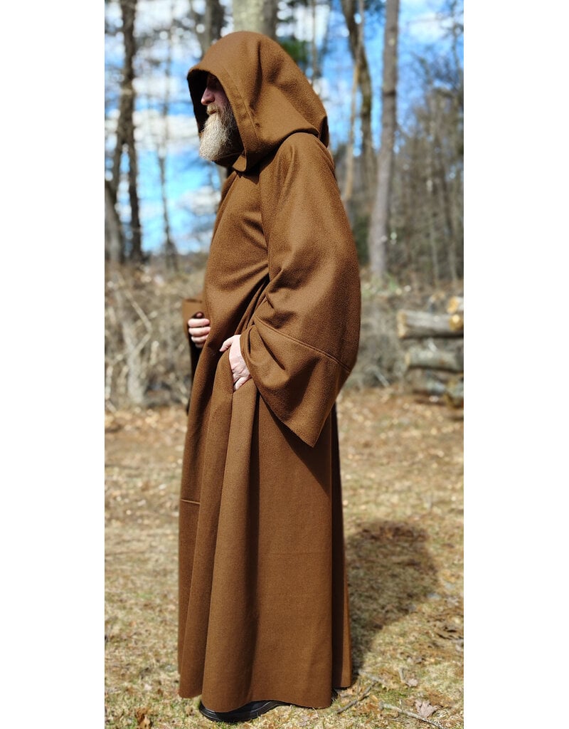 Cloakmakers.com R576-Light Brown Wool Jedi Robe w/ Hook & Eye Closure & Pockets