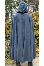 Cloakmakers.com 5994-Washable Deep Blue Wool Blend Cloak w/ Moss Green Velvet Hood Lining & Silver Tone Clasp