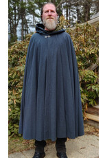 Cloakmakers.com 5994-Washable Deep Blue Wool Blend Cloak w/ Moss Green Velvet Hood Lining & Silver Tone Clasp