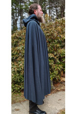 Cloakmakers.com 5994-Washable Deep Blue Wool Blend Cloak w/ Moss Green Velvet Hood Lining & Silver Tone Clasp