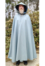 Cloakmakers.com 5995-Sky Blue Wool Blend Cloak w/ Blue Faux Suede Hood Lining & Silver Tone Clasp