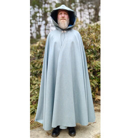 Cloakmakers.com 5995-Sky Blue Wool Blend Cloak w/ Blue Faux Suede Hood Lining & Silver Tone Clasp