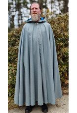 Cloakmakers.com 5995-Sky Blue Wool Blend Cloak w/ Blue Faux Suede Hood Lining & Silver Tone Clasp