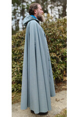 Cloakmakers.com 5995-Sky Blue Wool Blend Cloak w/ Blue Faux Suede Hood Lining & Silver Tone Clasp